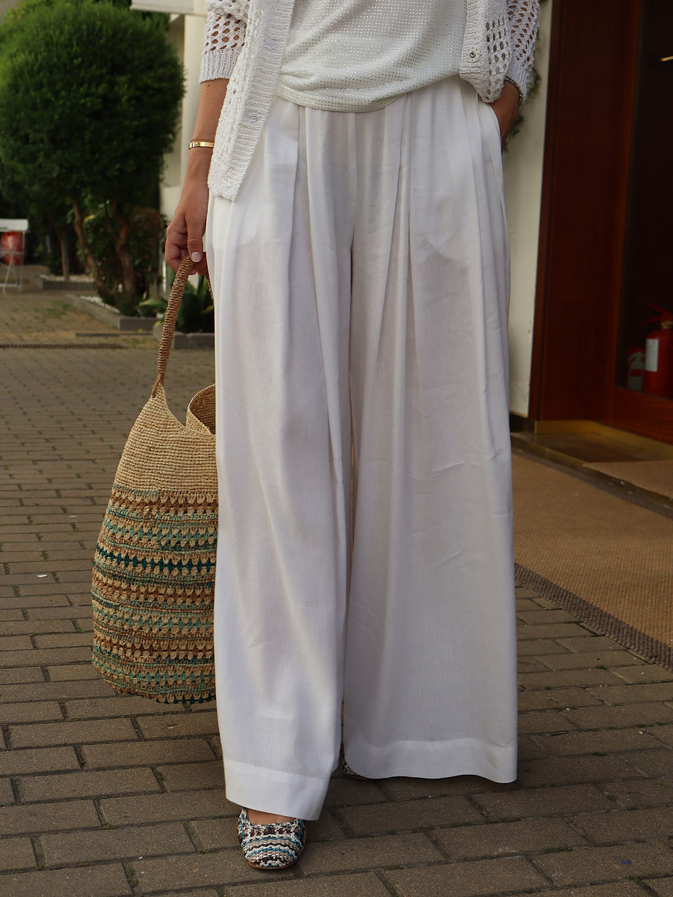 Thumbnail: Pantalón ancho lino y viscosa blanco