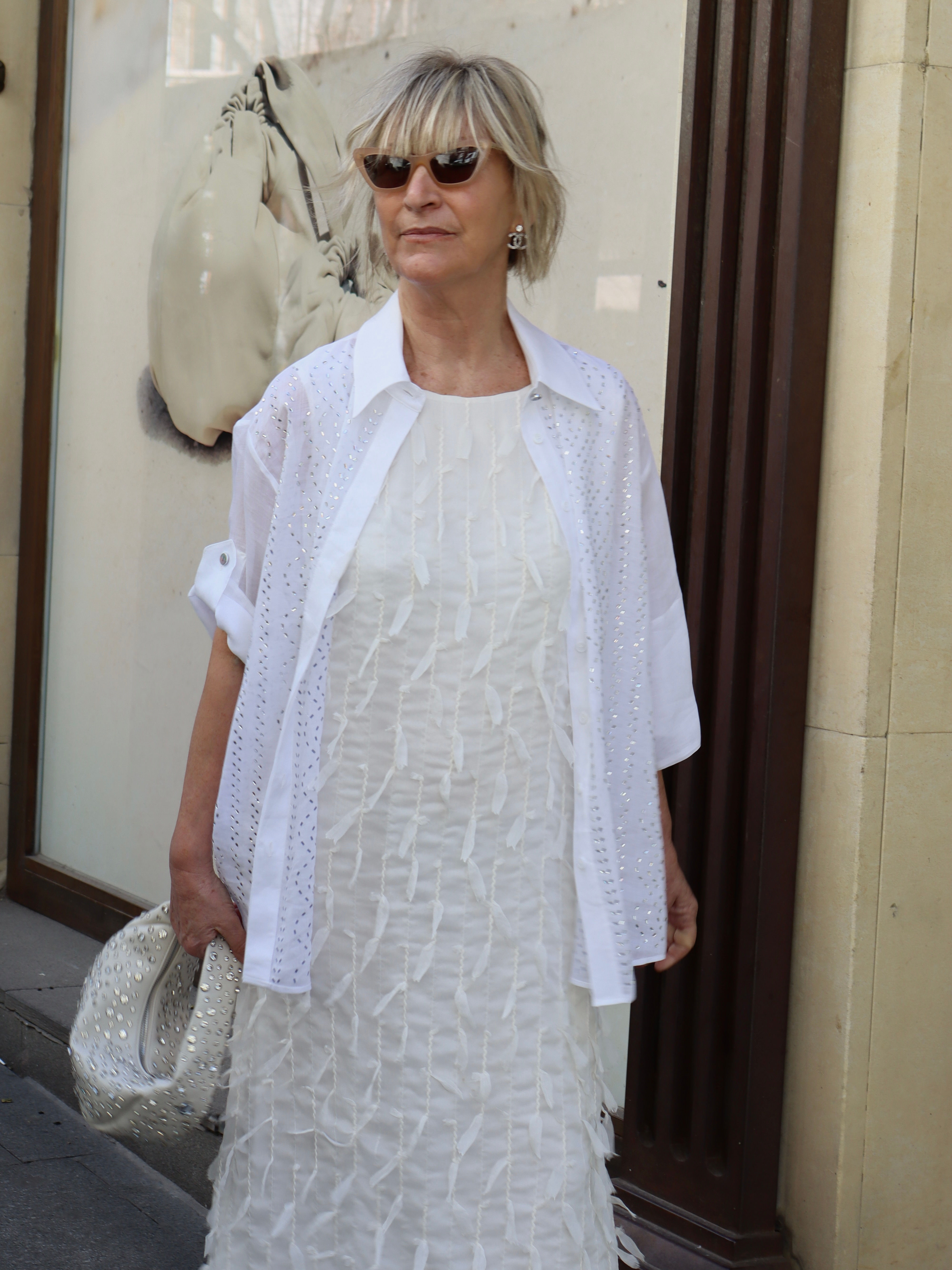 Camisa lino strass blanca