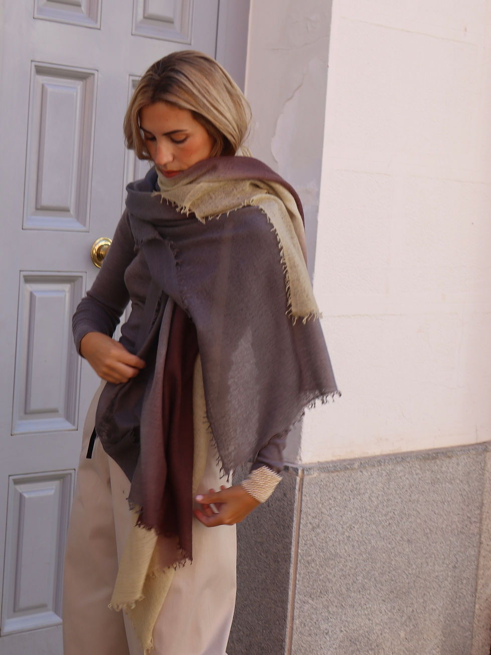 Miniatura: Chal cashmere degradé marrón