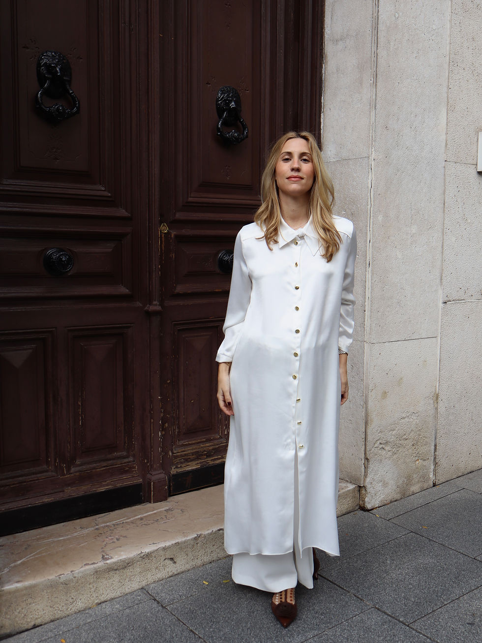 Vestido satén crudo