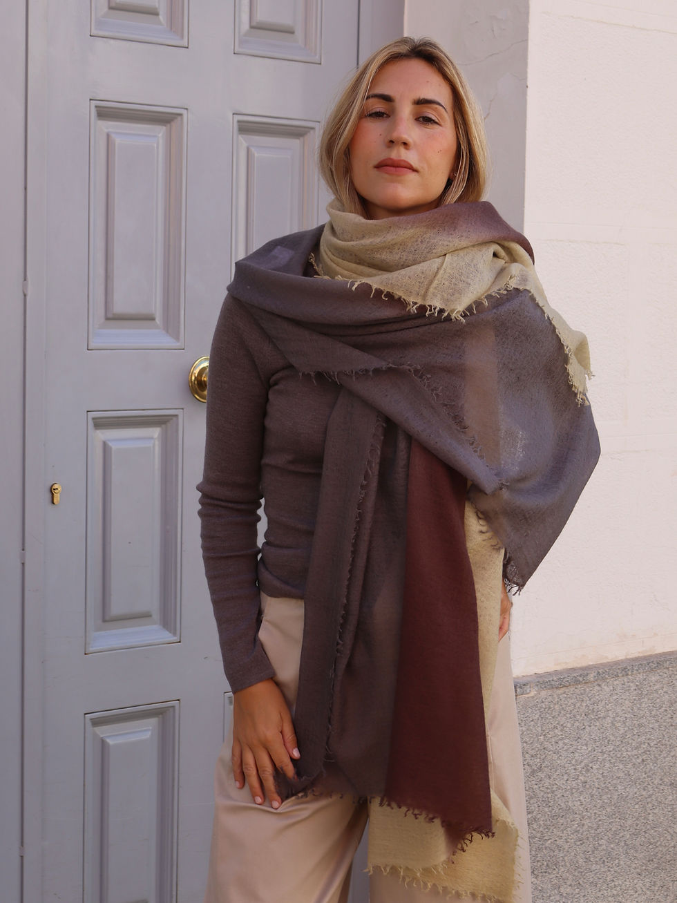 Miniatura: Chal cashmere degradé marrón