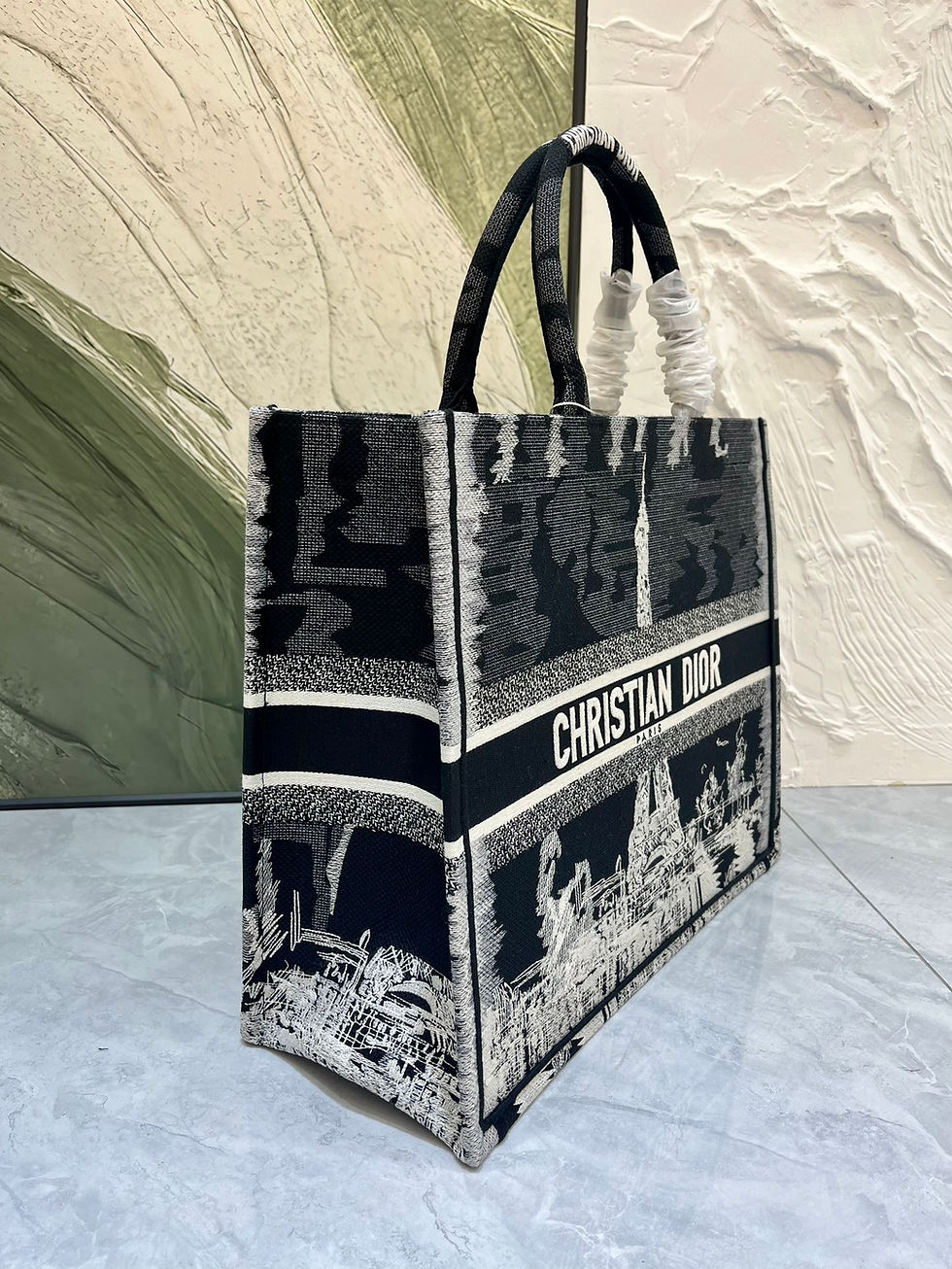 Thumbnail: Dior Book Tote black Eiffel Tower