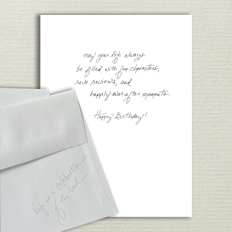 Thumbnail: “Freyja Strolling the Bookstore” birthday card
