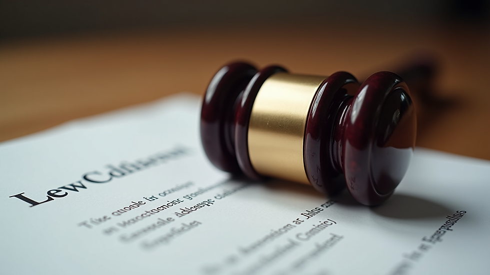 Close-up view of a gavel resting on a legal document