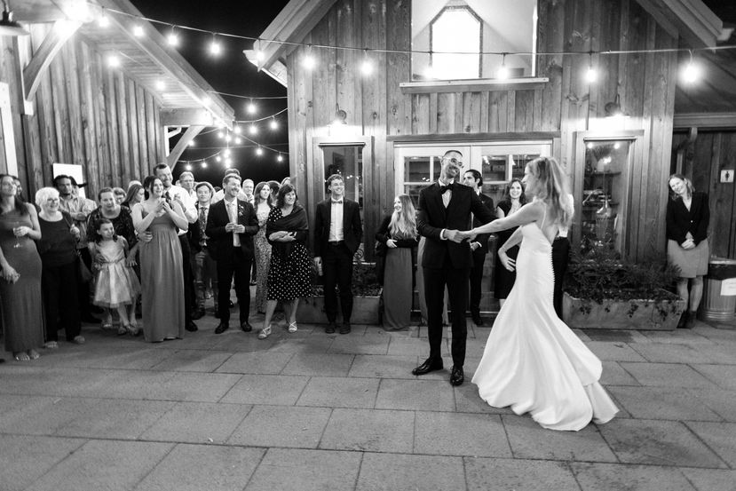 Modern, stunning, elegant, beautiful wedding ceremony, reception, cocktail reception, first dance on Upper Barn at Bilston Creek Lavender Farm in Victoria, BC