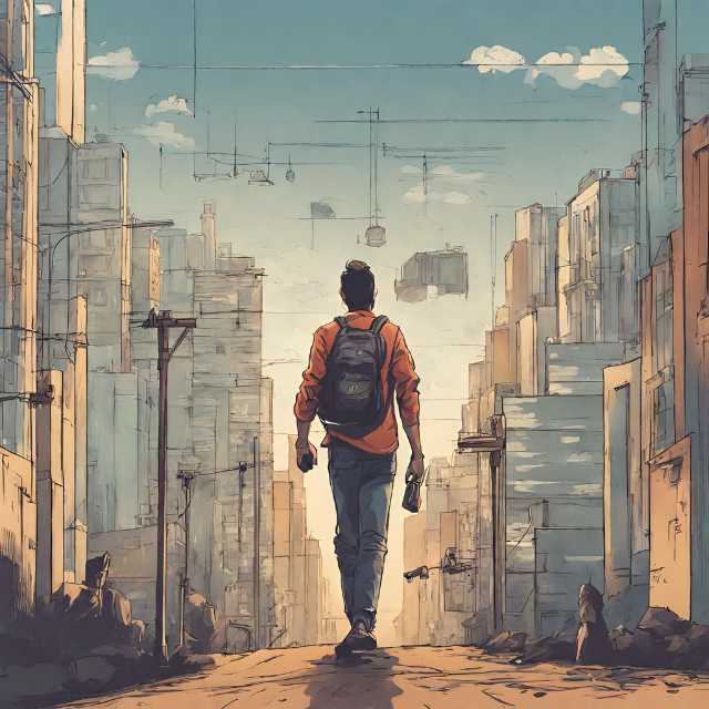 man die loopt door stad