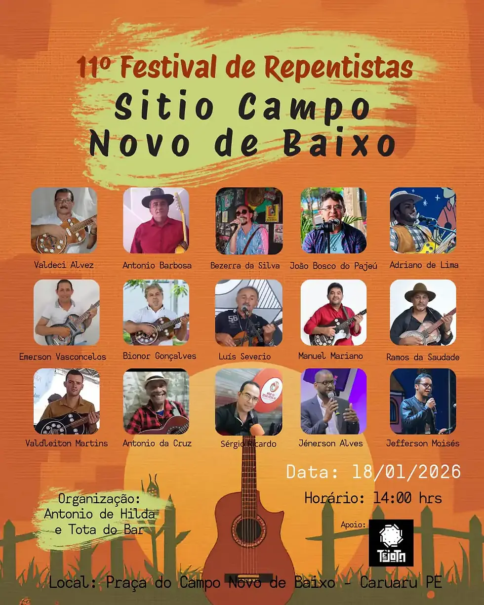 11º Festival de Repentistas Sítio Campo Novo de Baixo será domingo, em Caruaru