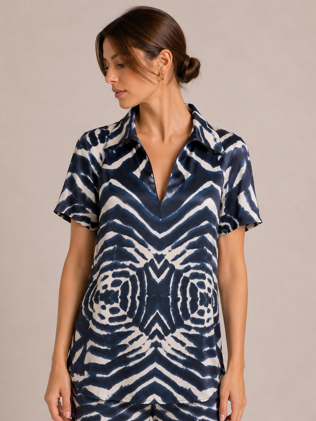 Camicia stampa bianca blu 1-One