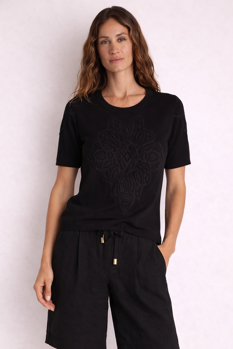 Maglia con disegno tono su tono Tricot Chic