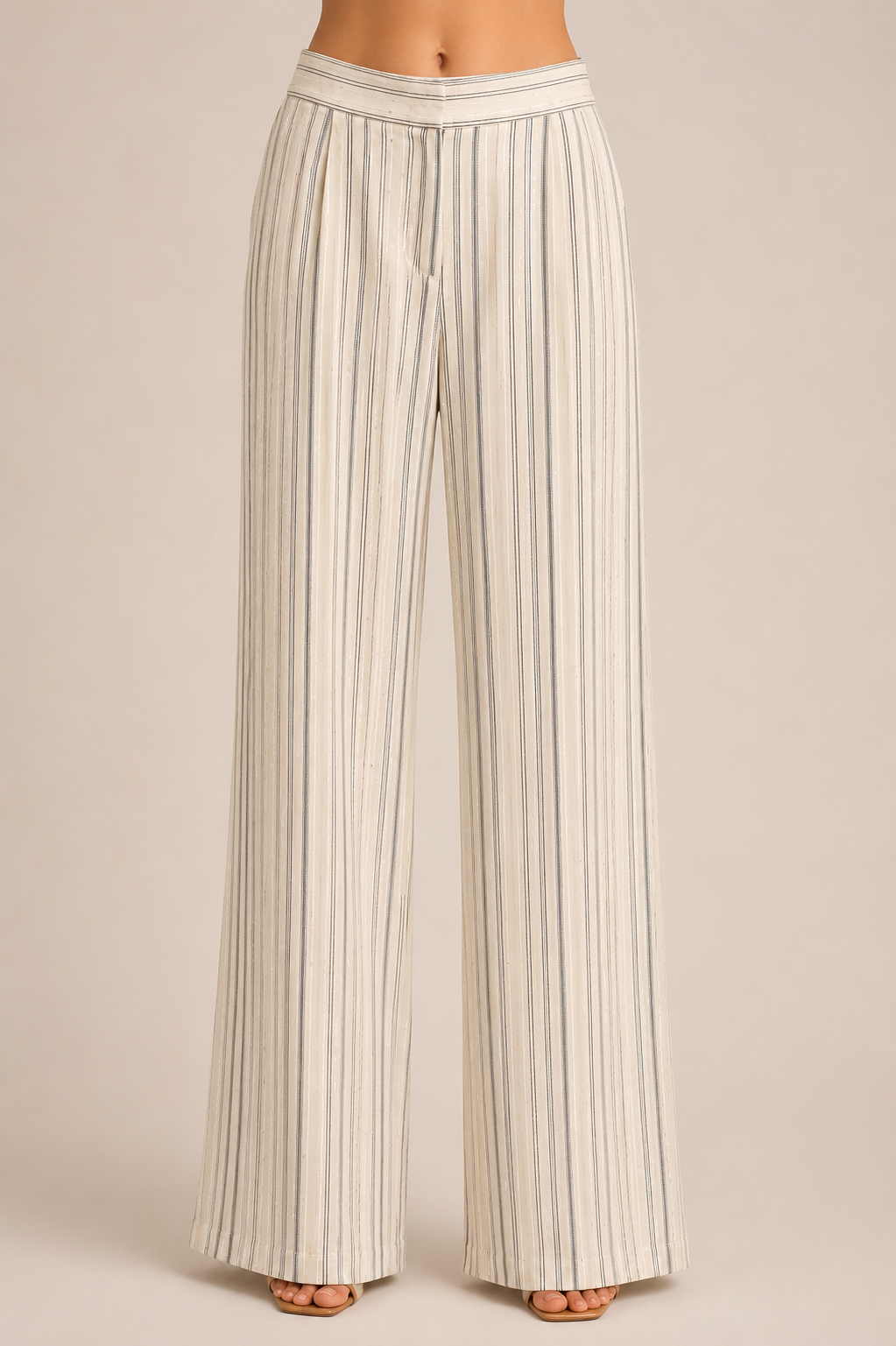 Pantalone gessato avorio Clips paillettes