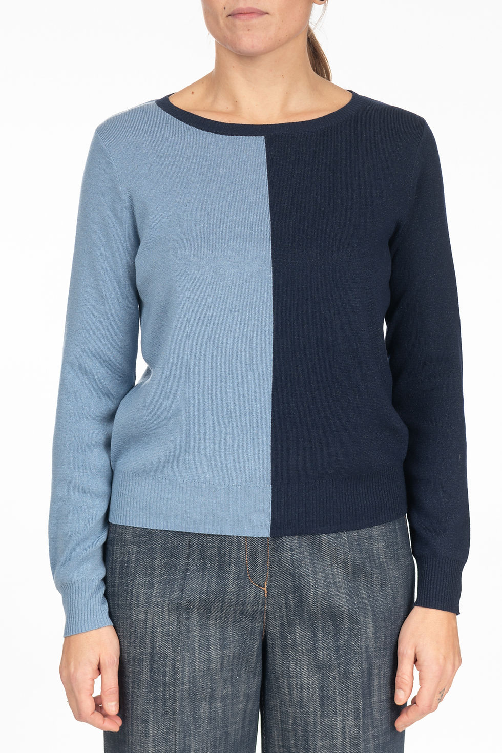 Maglia bicolore azzurro blu Diana Gallesi