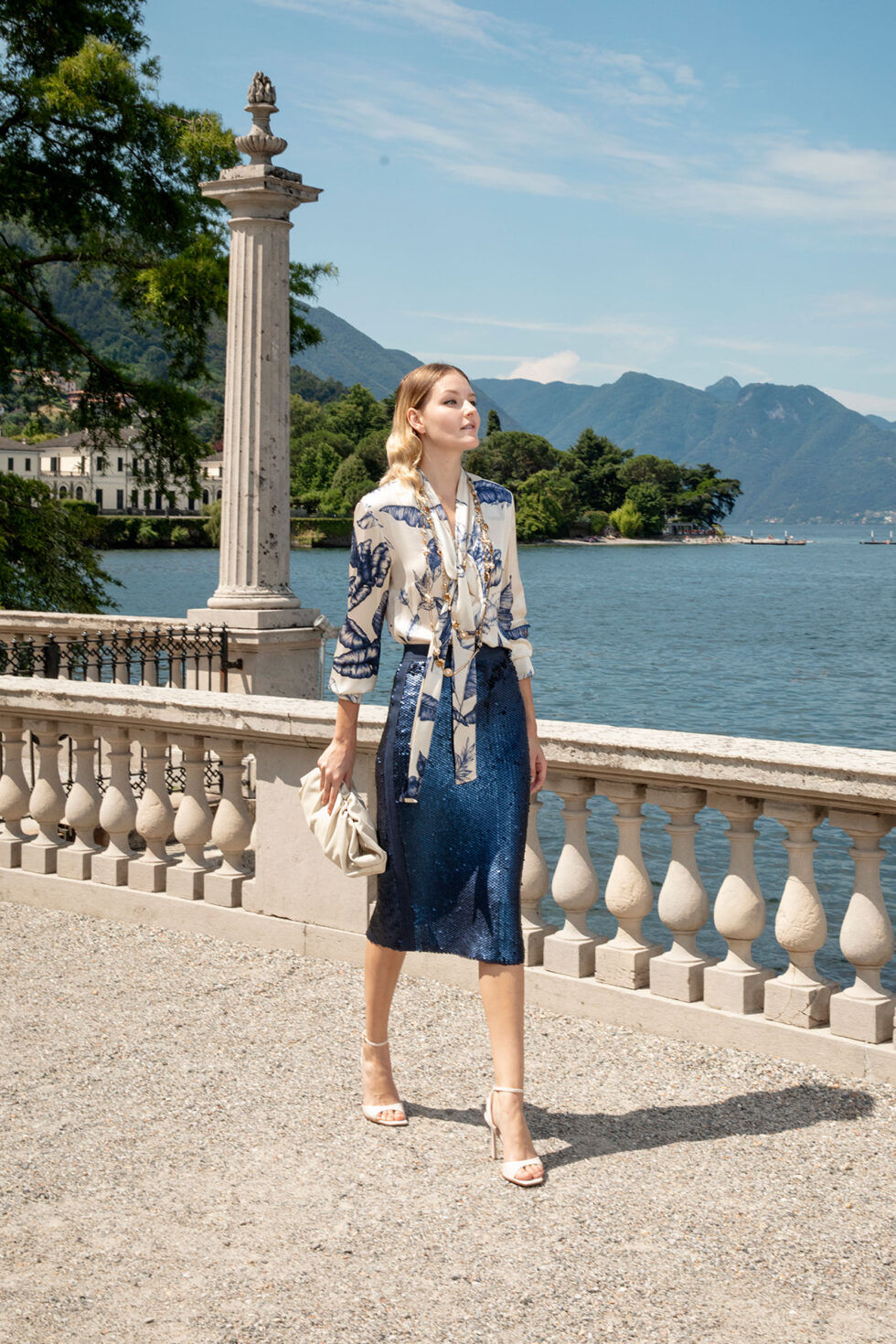 Camicia stampa avorio blu Clips