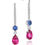 Thumbnail: Pink Tourmaline Tanzanite Diamond 18K white Gold Drop Earrings