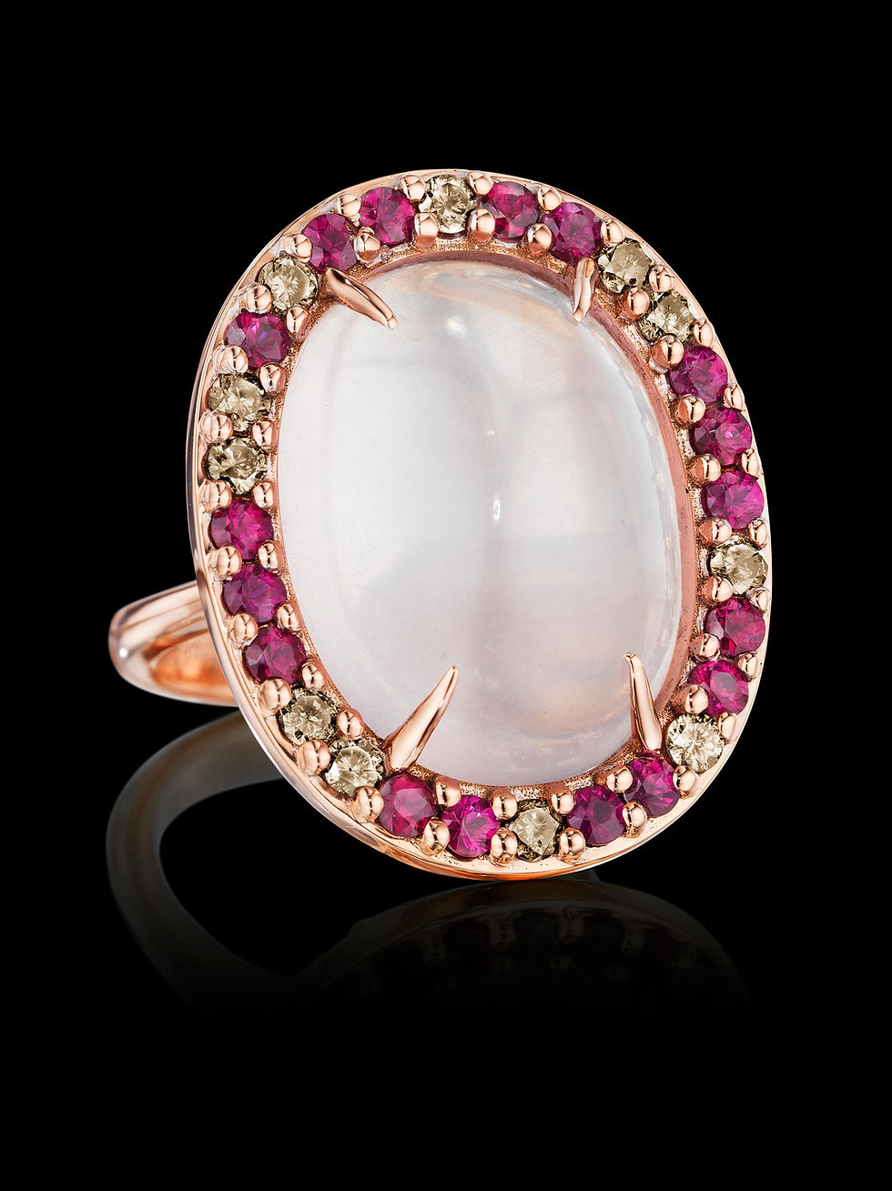 Rose Quartz, Rubies, Brown diamonds