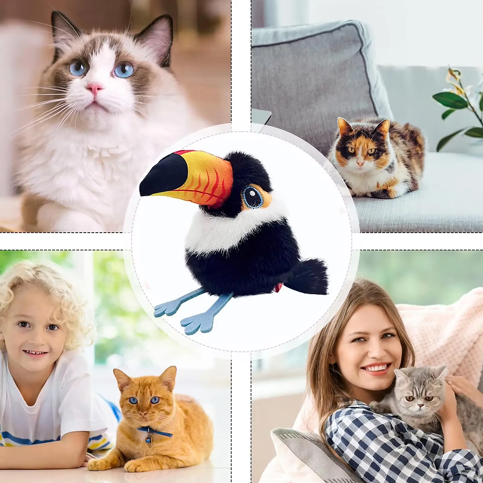 Thumbnail: Interactive Flapping Chirping Bird Cat Toy USB Rechargeable Touch Claw Activated