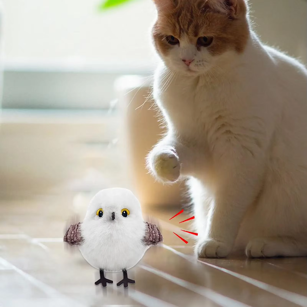Thumbnail: Interactive Flapping Chirping Bird Cat Toy USB Rechargeable Touch Claw Activated