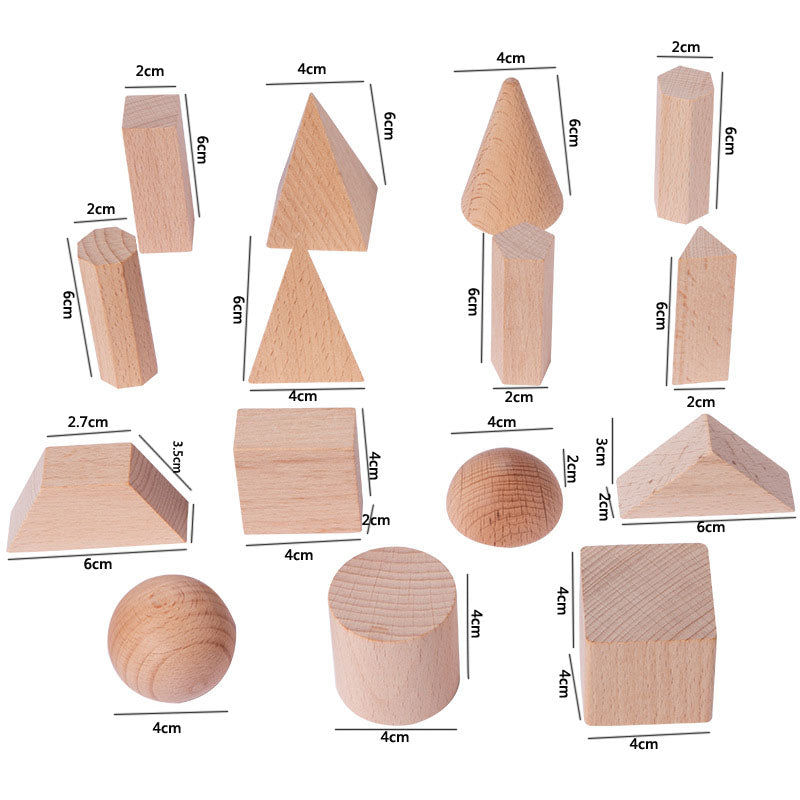 Thumbnail: 15pcs Geometric Solids Wooden Block Models