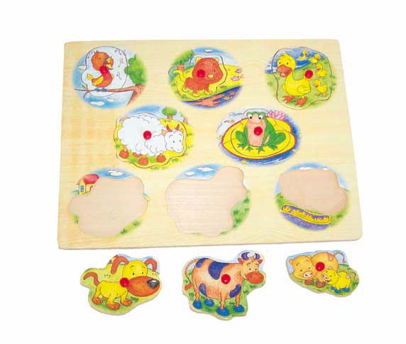 Wooden puzzle with handle - Cute Animals
