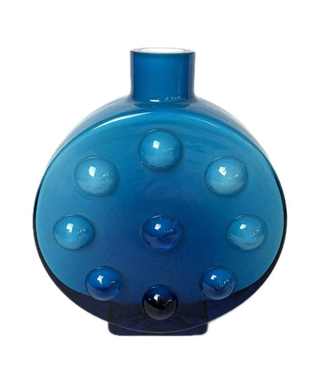 Ernst Friedrich Glasvase Türkis mit Bubbles, handgefertigtes Glasobjekt