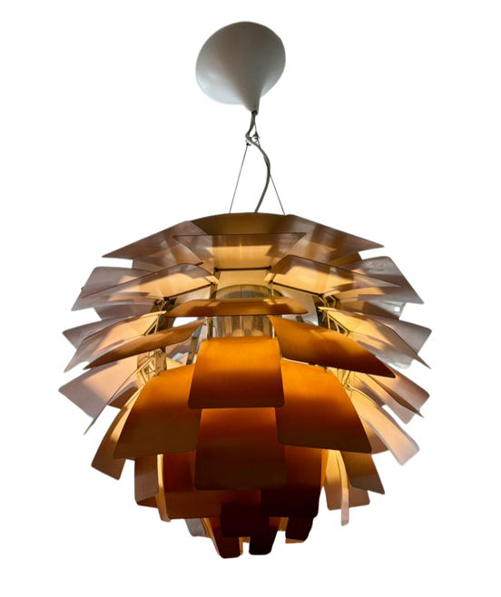 PH Artichoke Pendelleuchte aus Kupfer von Poul Henningsen, 72 Lamellen, dänisches Design, blendfreie Lichtstreuung.