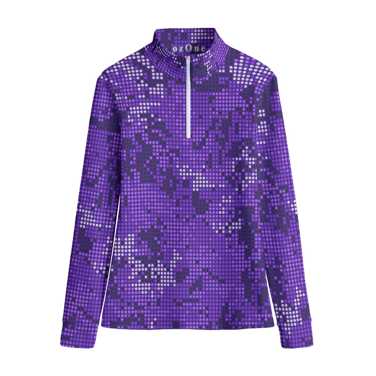 Varigated Purple Black & White Stand-up Collar T-shirt