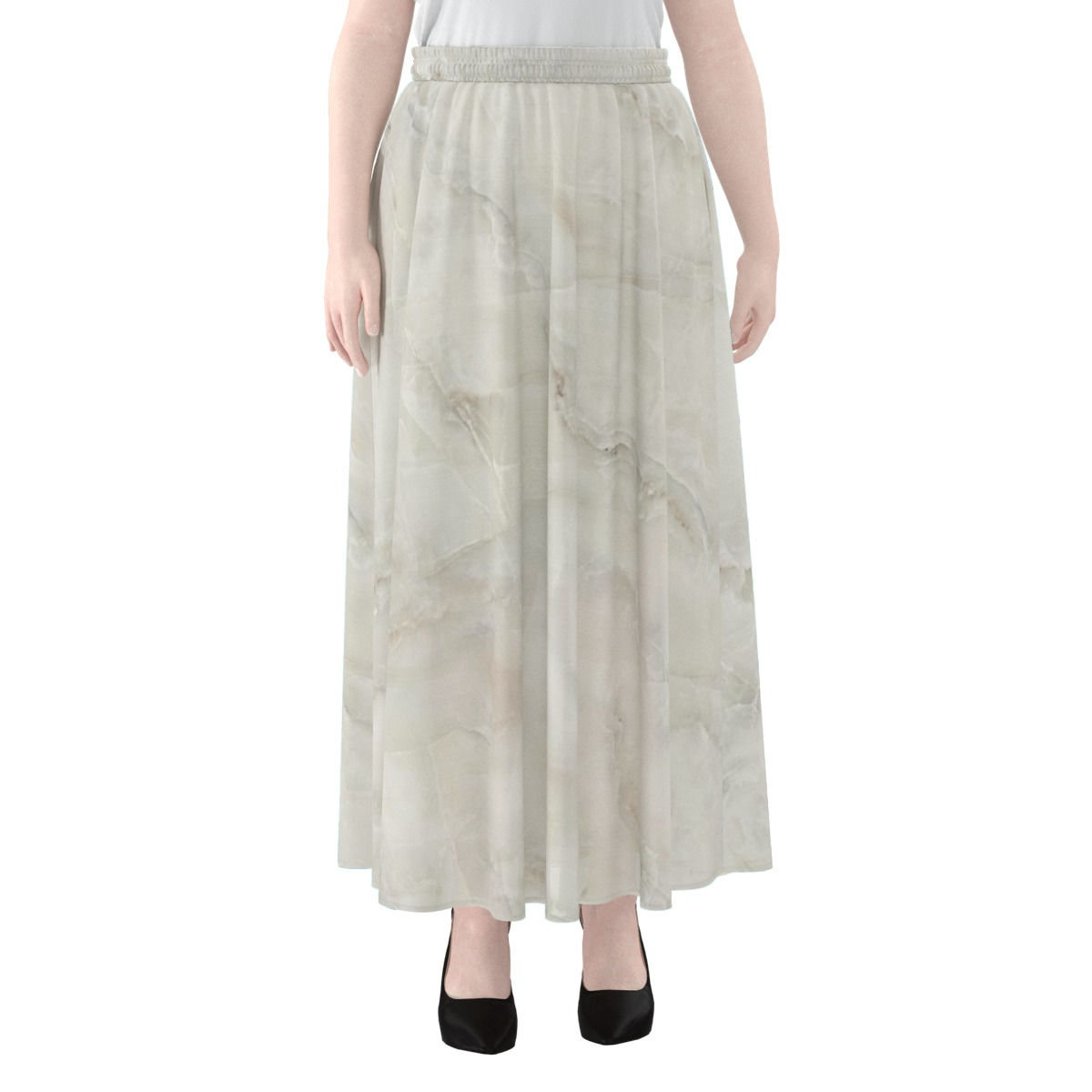 Grey & White Chiffon Skirt  w  Lining ( 1 )