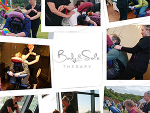 Montage of seated acupressure pages