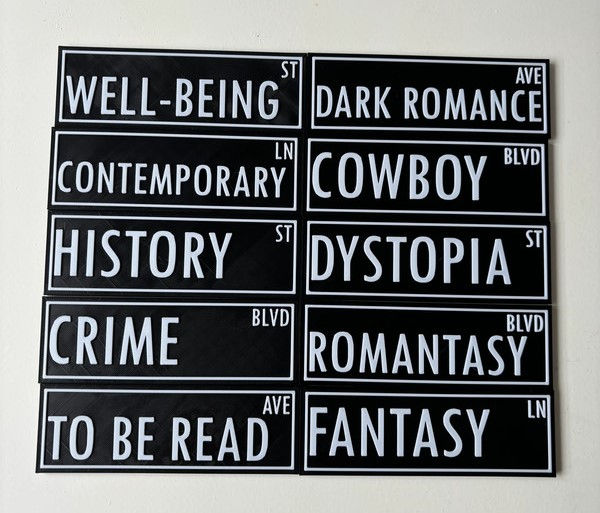 Street signs bookshelf decorations 