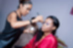 NJ bridal makeup artist applying long-lasting foundation on oily skin bride