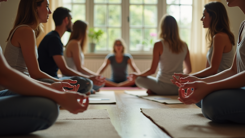 Eye-level view of a wellness workshop with participants engaged