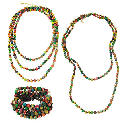 Thumbnail: Kantha Small Bead Long Necklace/Wrap Bracelet