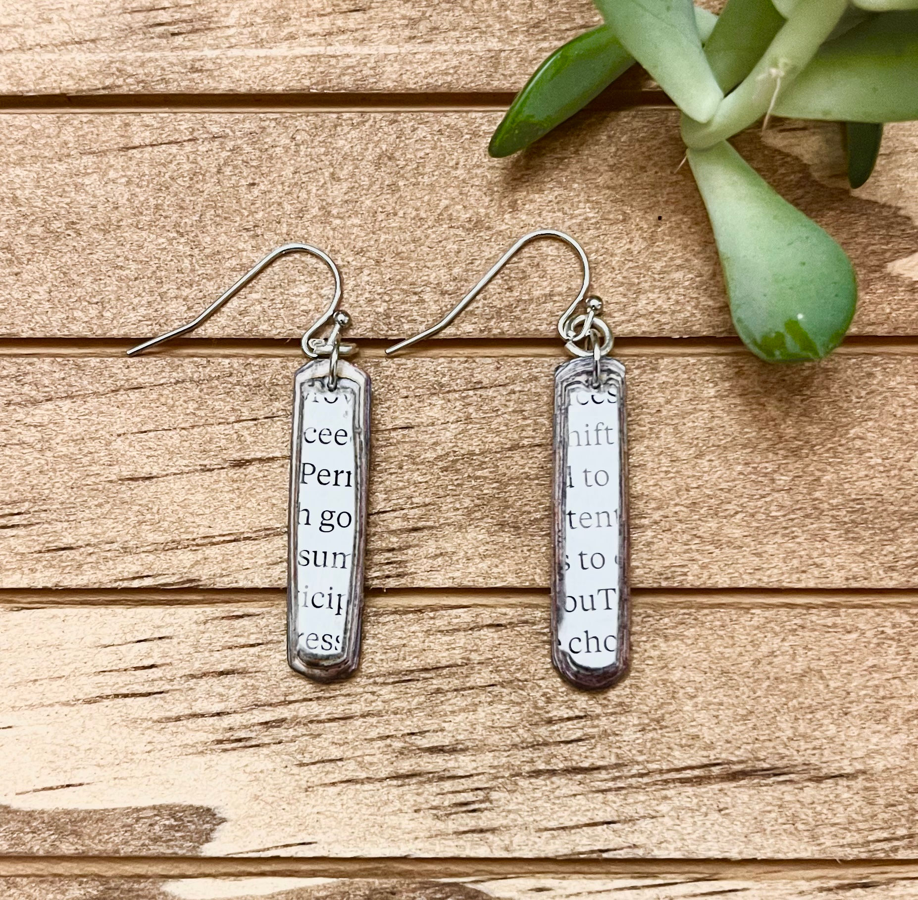 Magazine Text Paper Layered Earring