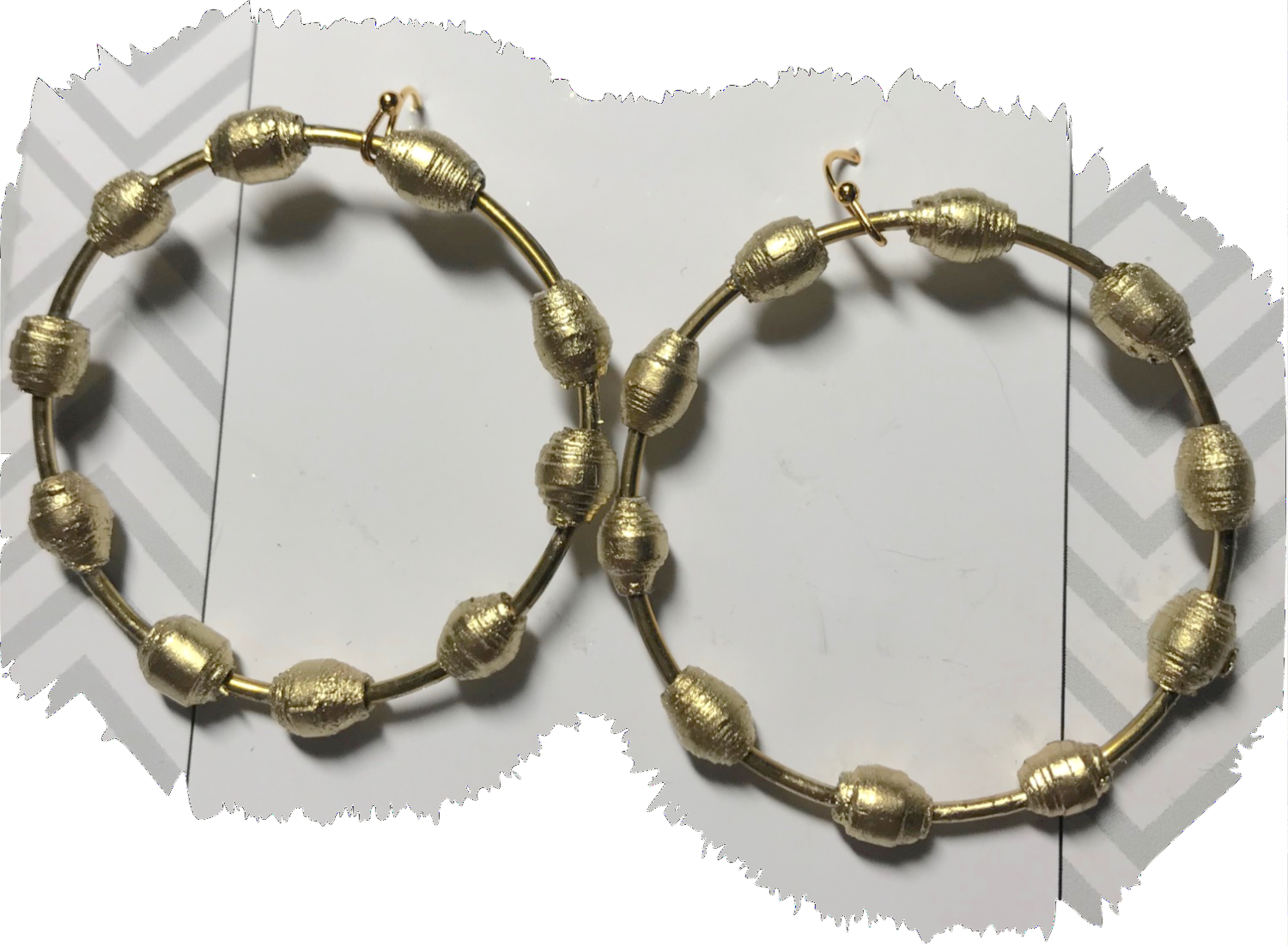 Recycled Paper Bead Hoop Earrings- gold