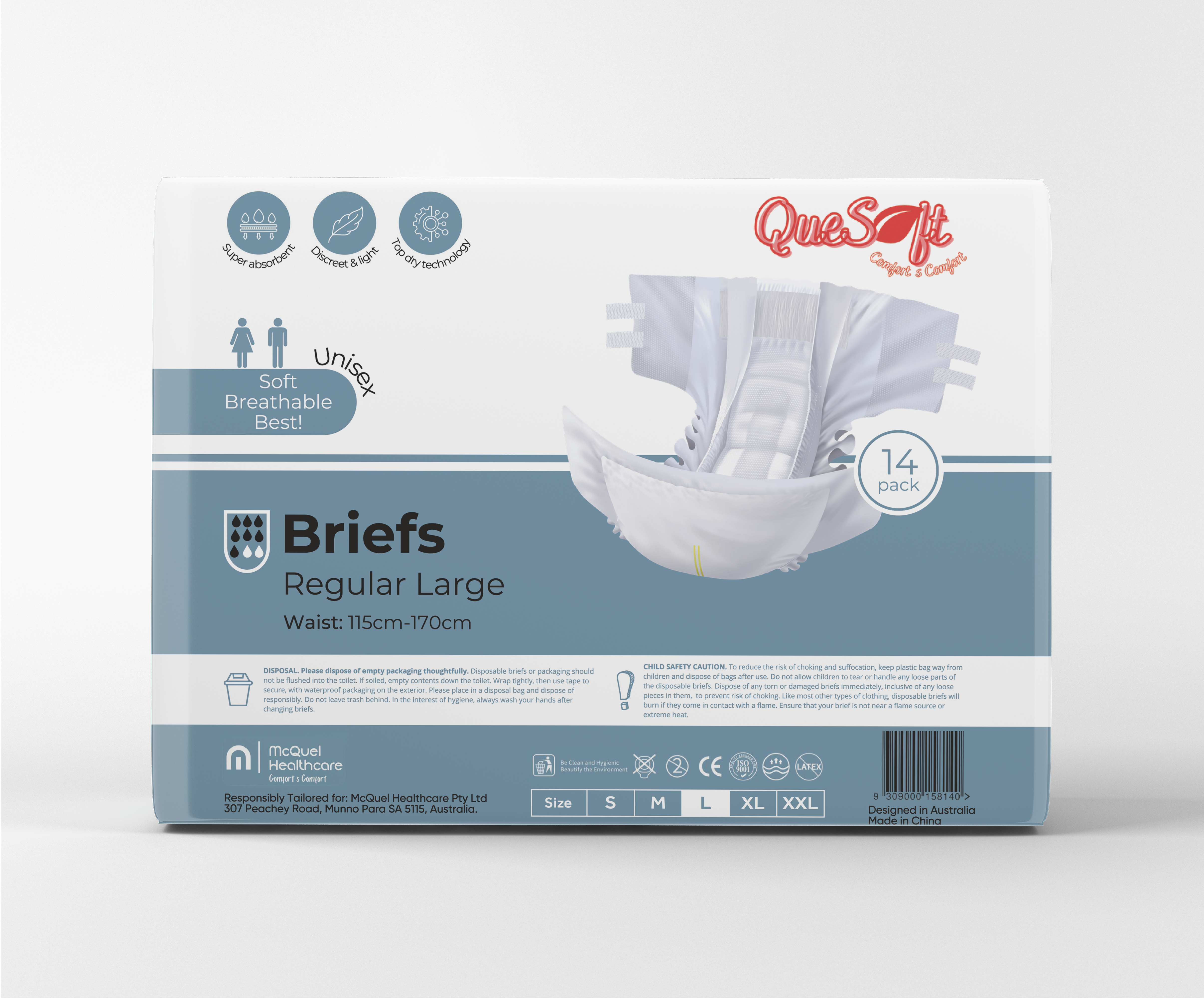 QueSoft Regular Large Adult Briefs