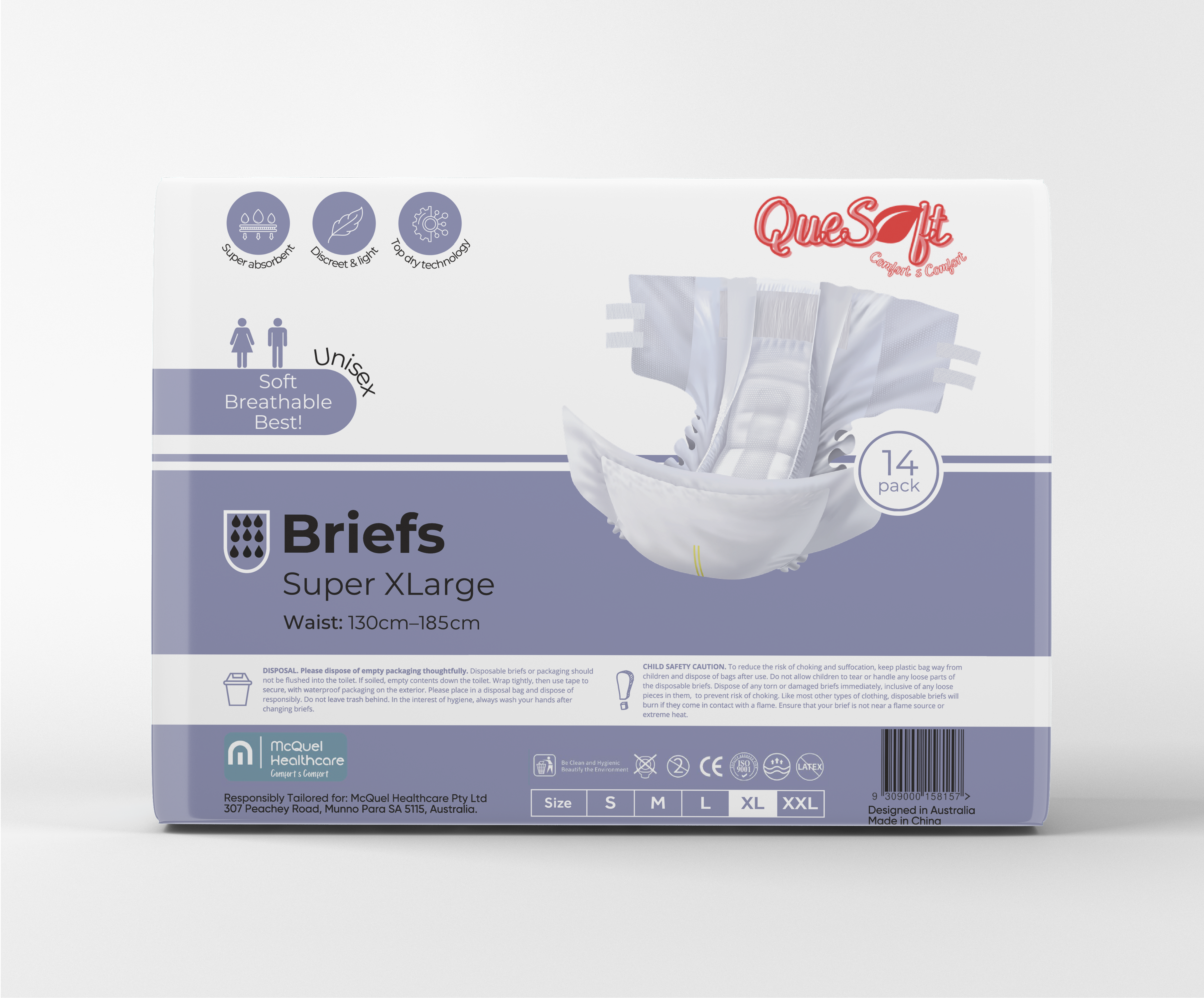 QueSoft Super XLarge Adult Briefs