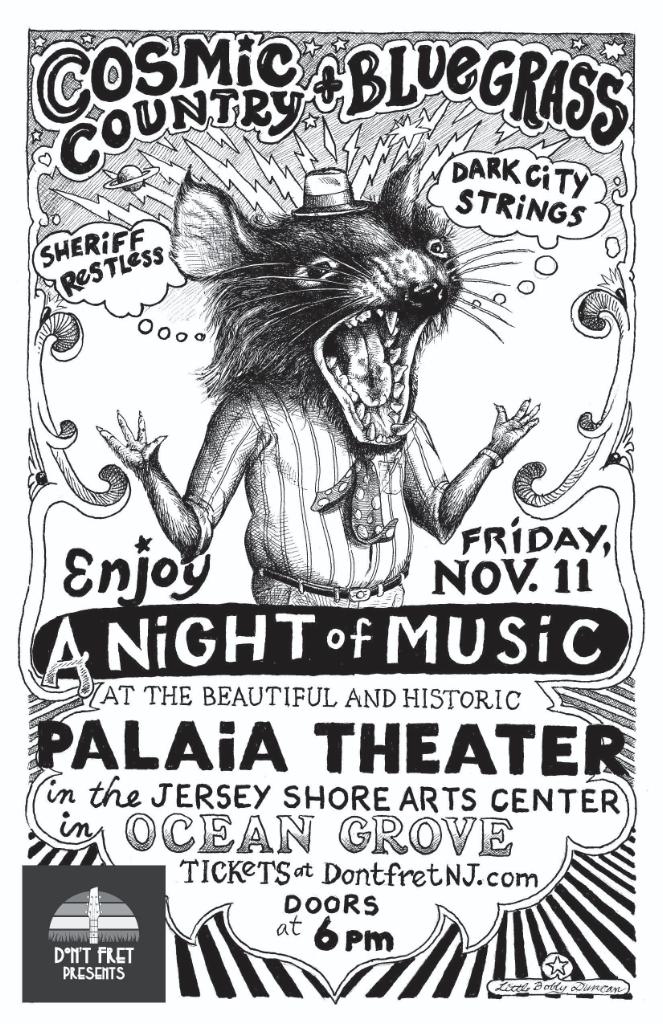 Black and white concert poster
