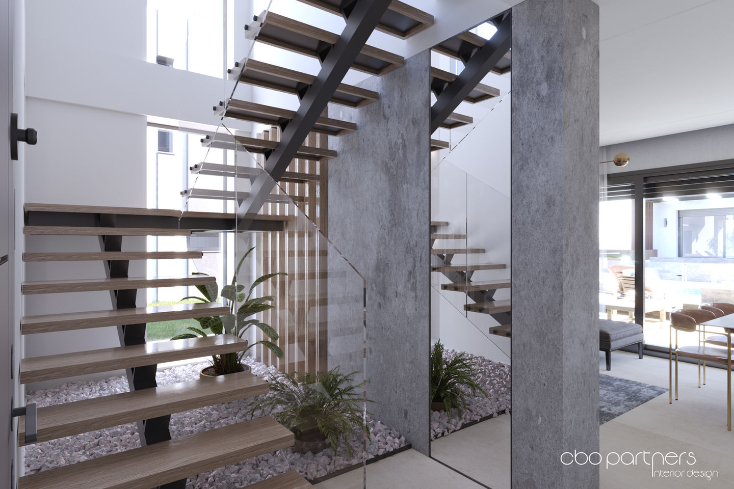 Modern villa merdiveni, CBOPARTNERS iç tasarım