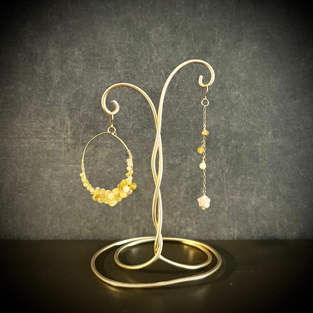 天然石ピアス　【moon star】