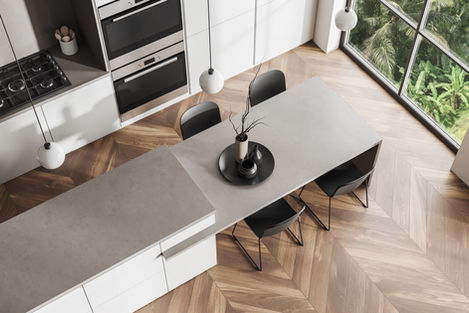 Modern kitchen design with sleek cabinetry and innovative storage solutions.