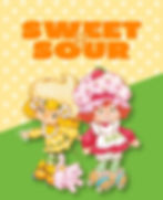 A girl in pink and a girl in yellow in roller skates standing behind a cat.