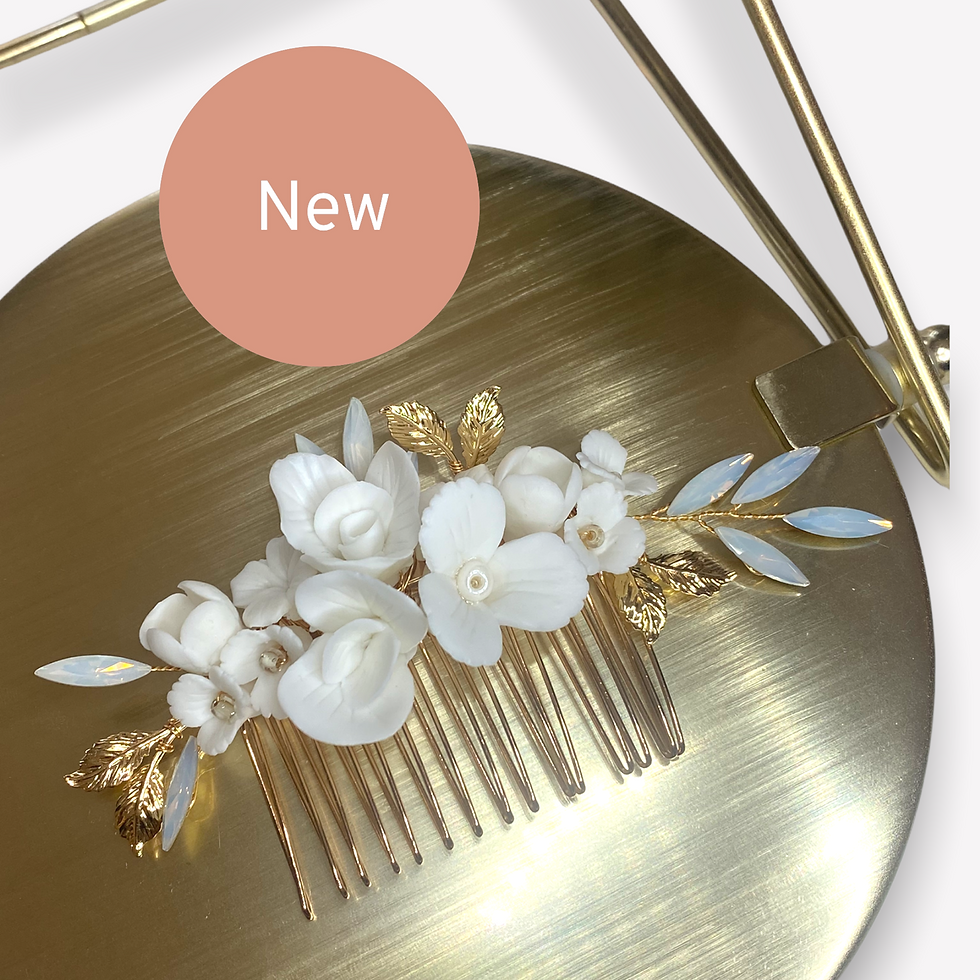 Porcelain flower Bridal Hair Comb