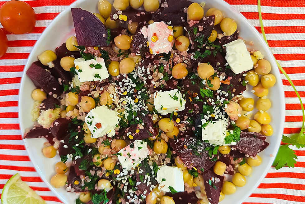 Healthy Fitness Meal: Beet Quinoa Chickpea Bowl