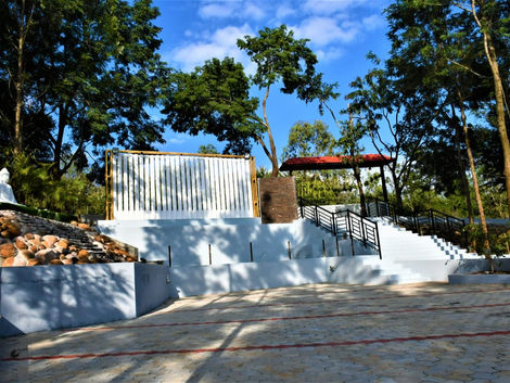 A Chikmagalur homestay with a swimming pool view.