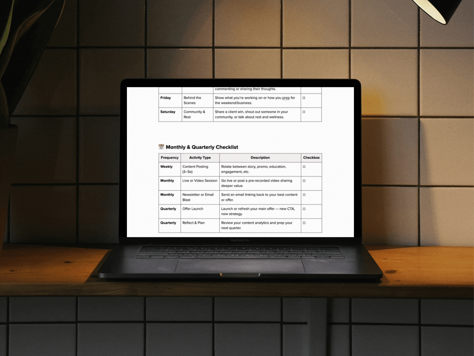 Visibility Calendar + Guide for Social Media