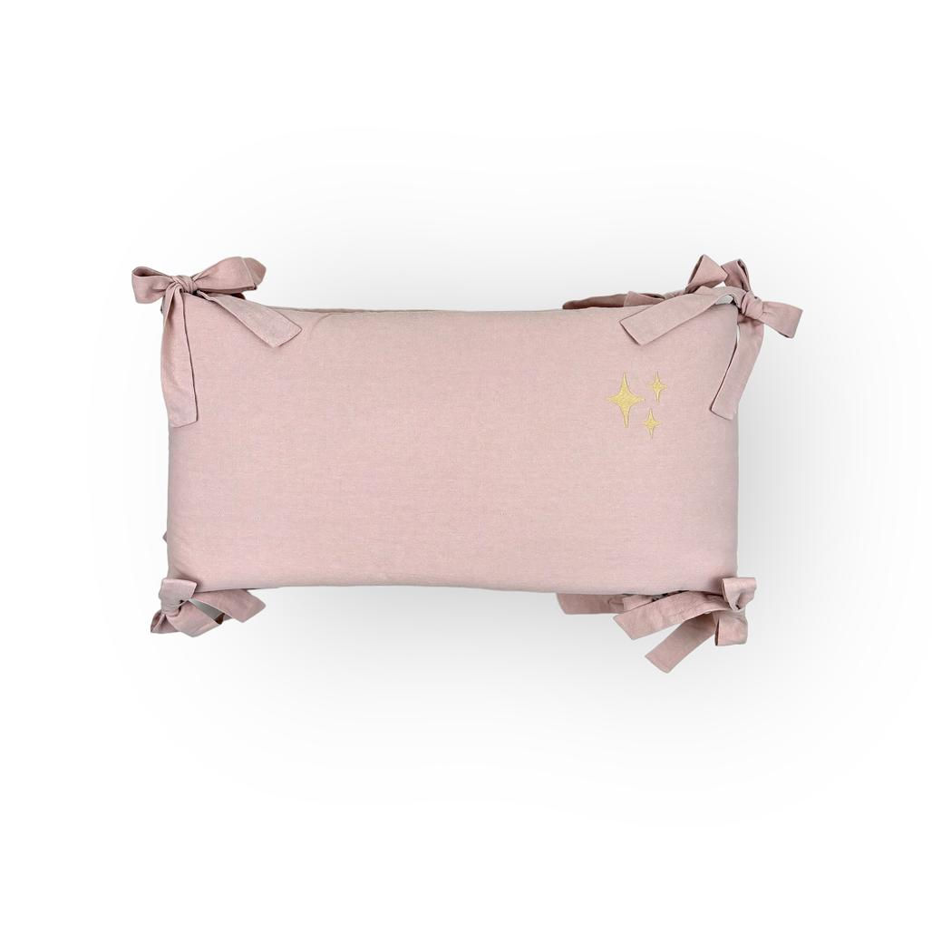 Tour de lit bébé rose, motif étoiles, coton lavé, S