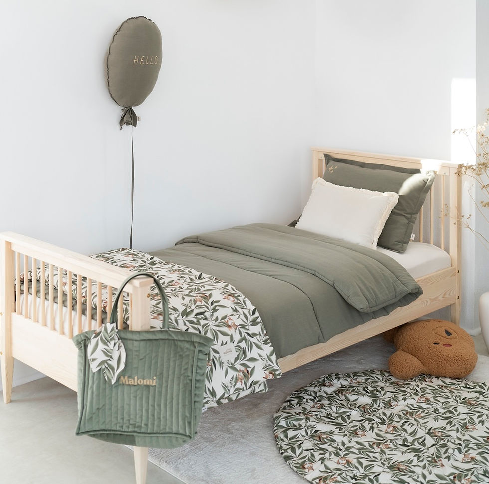 Miniatura: Juego de ropa de cama de algodón lavado, estampado de estrellas verde bosque, tamaño M (80 cm x 100 cm)