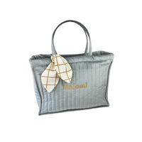 Malomi Kids Quilted Velvet Changing Bag in Silver Grey