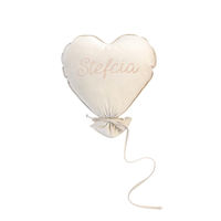 Malomi Kids Velvet Heart Balloon Cushion in Vanilla Cream