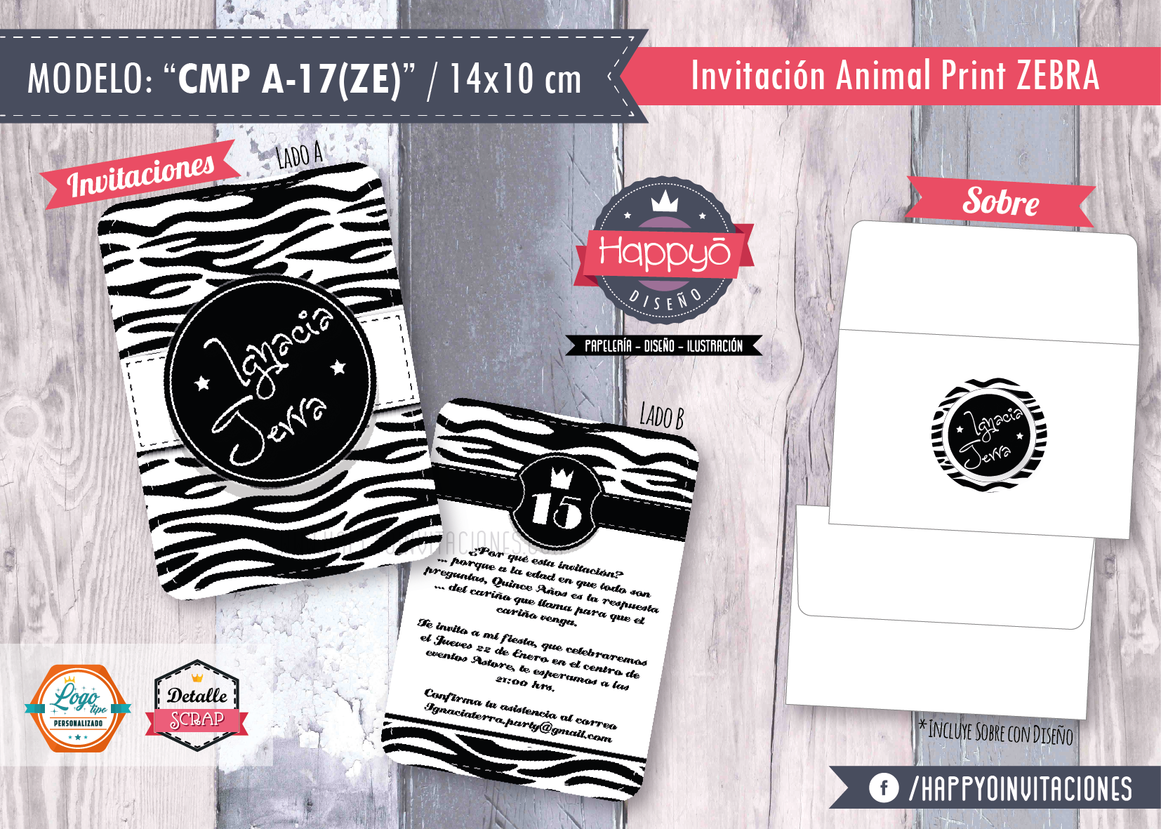 Invitaciones Cumpleaños "Animal Print" Varios