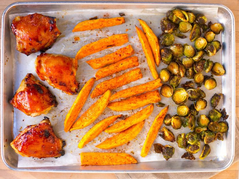 BBQ Chicken and Brussels Sprouts Sheet Pan Dinner